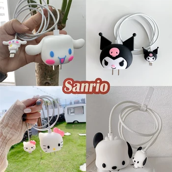 Sanrio Hello Kitty Şarj Kapak İphone 18/20 W Karikatür Anime USB Kablosu Koruyucu Veri Hattı Bite Sevimli Yumuşak Koruma Kollu