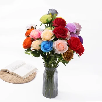 Simüle Tek Şube Gül yapay çiçek Düğün Malzemeleri Oturma Odası Dekorasyon Çekim Sahne Sahte Çiçekler Toptan