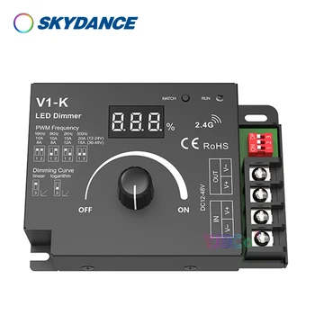 Skydance 12 V-48 V 24 V LED PWM Dimmer Anahtarı 20A Frekans Ayarlanabilir Topuzu LED Şerit Dimmer Aydınlatma Modülleri V1-K Denetleyici