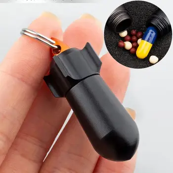 Taşınabilir Tıp Organizatörler Vitamini Kapsül Tablet Konteyner Alüminyum Hap Durumda Anahtarlık Tutucu Hap Şişe Hap saklama kutusu