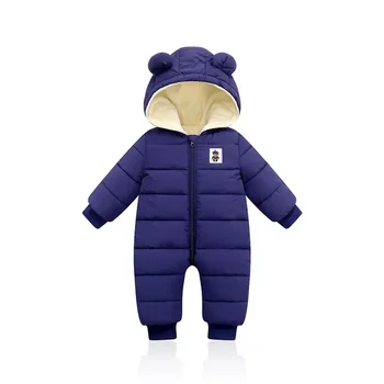 tulum bebek giysileri Kış Artı kadife Yeni doğan Bebek Erkek Kız Sıcak Kalın Tulum Kapşonlu Kıyafetler Snowsuit ceket çocuk tulumları