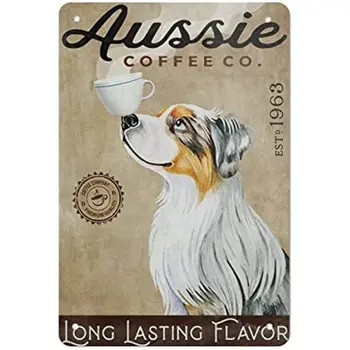 Vintage Metal İşareti - Uzun Ömürlü Lezzet Avustralya Çoban Kahve Plak Çiftlik Evi Yazlık Süslemeleri
