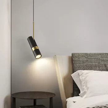 Yaratıcı modern minimalist giyim mağazası küçük spot uzun çizgi İskandinav bar masası lambası yatak odası başucu kolye lamba