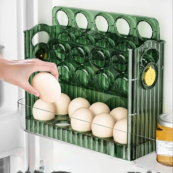 Yumurta saklama kutusu buzdolabı yan kapı adanmış ev mutfak üç katmanlı geri dönüşümlü yumurta kutusu depolama artefakt yumurta rafı