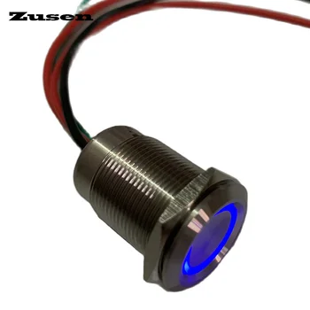 Zusen 16mm 19mm 22mm Dokunmatik Anahtarı On/Off Mandallama Anlık Tel ile 6-24V Halka led ışık IP67 Su Geçirmez
