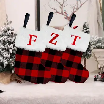 Şeker Tutucu Noel için Vintage Siyah Izgara Desen Noel Çorap Şenlikli Ev Dekorasyon Noel hediye keseleri Noel